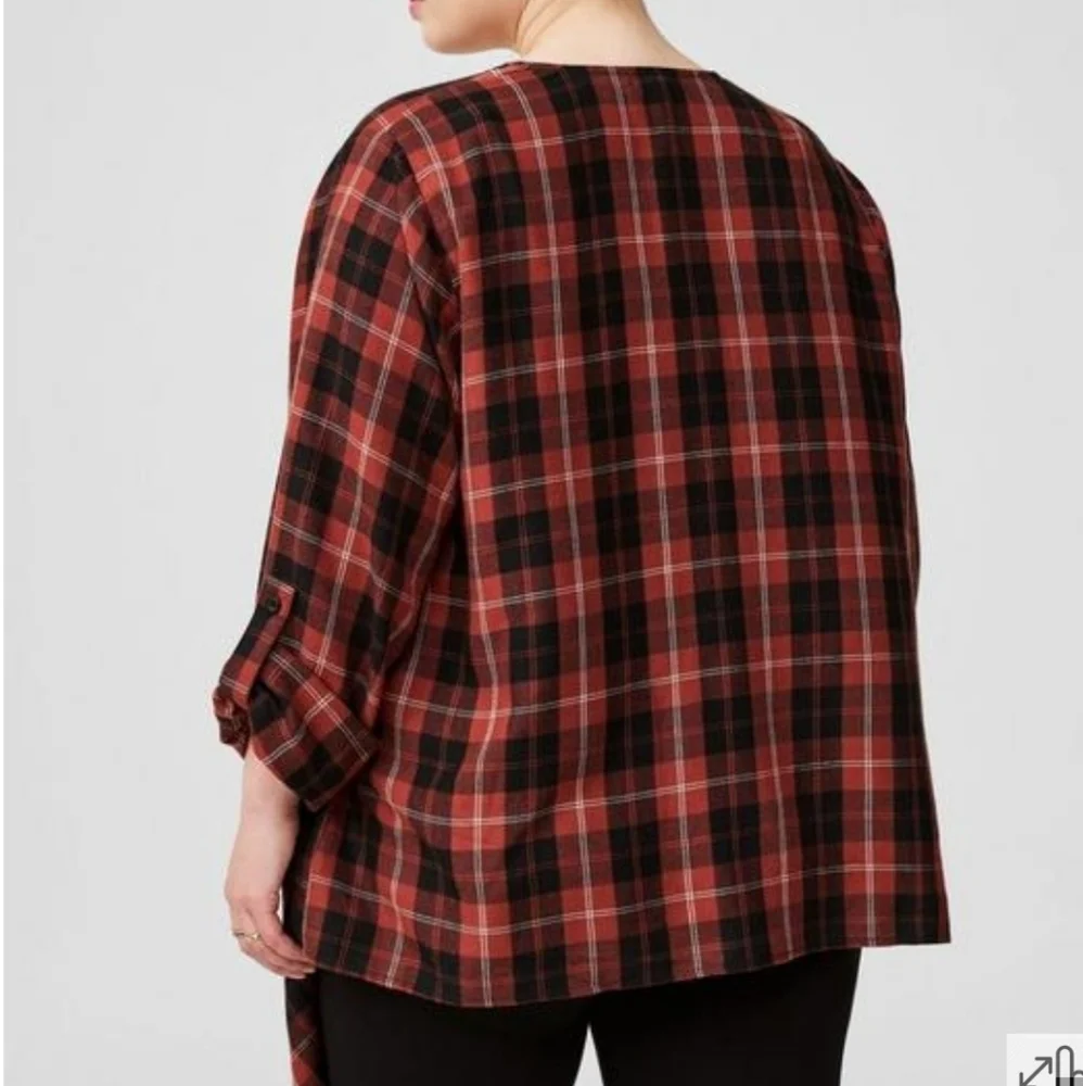 Torrid plus sz Buffalo plaid brushed flannel Drape front kimono sz 5X - Picture 3 of 12